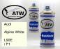 Preview: Audi, Alpine White, L90E / P1: 400ml Sprühdose + 400ml Klarlack - Set, von ATW Autoteile West.